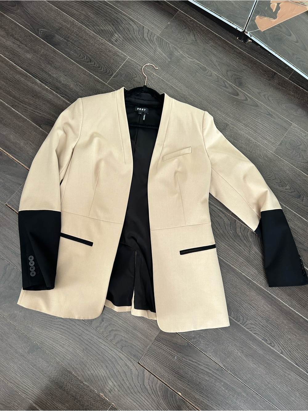 DKNY Cream Blazer with Black Sleeve Panels